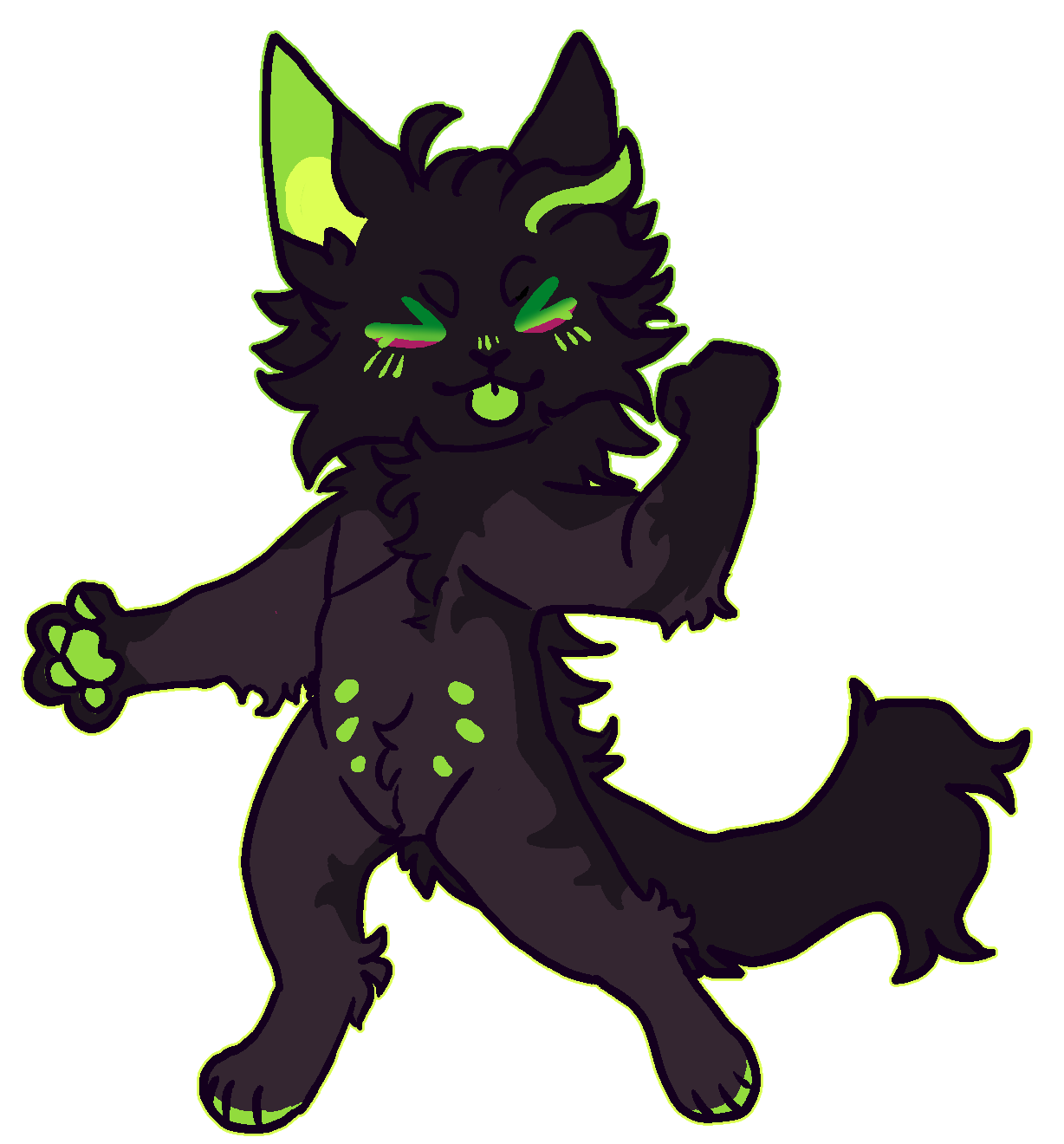 A transparent cutout of Van Helsing's werewolf, but it's just the head with silly arms, a tail, and ears drawn on it.